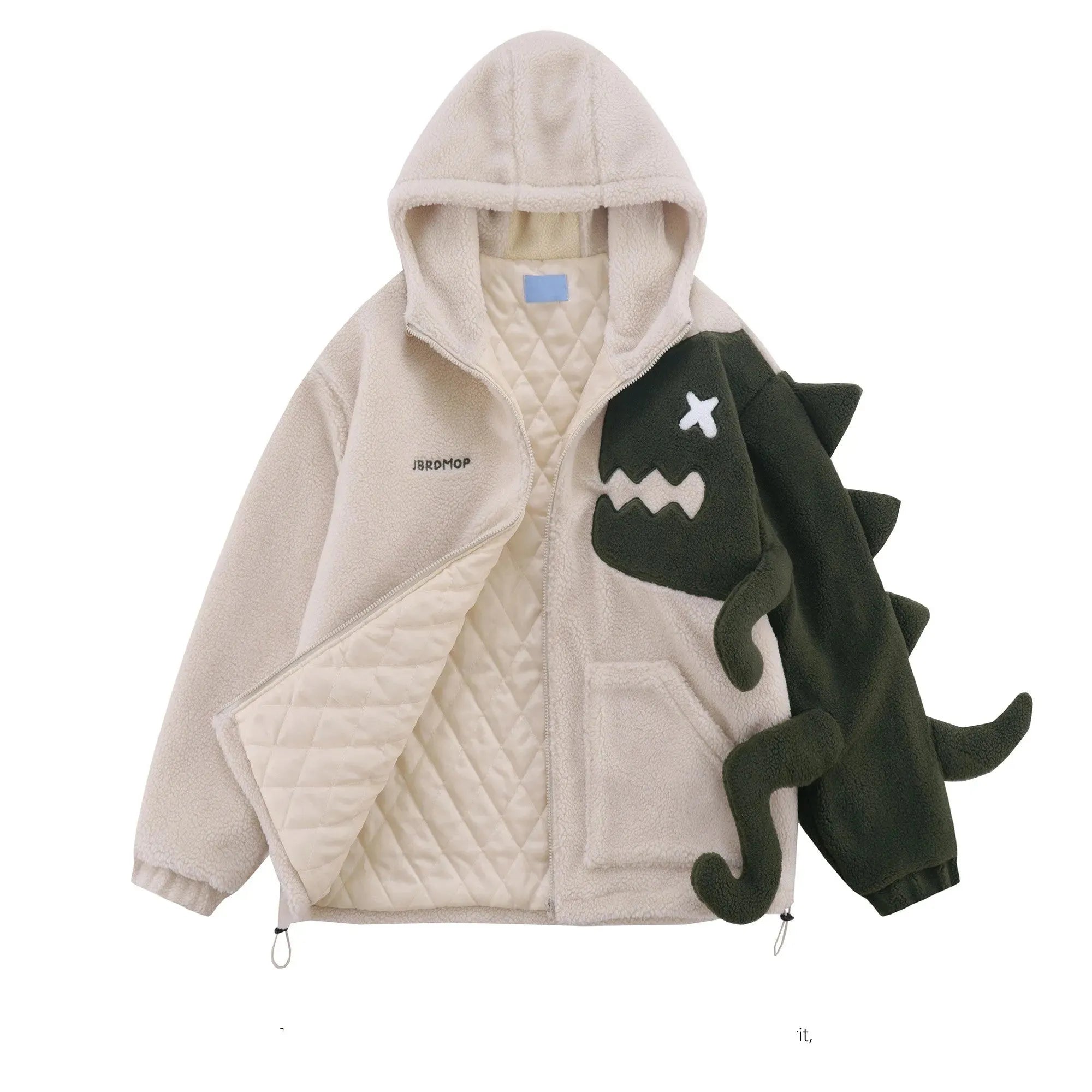 Design Sense Dinosaur Spliced Lamb Wool Coat Female - Bellarte Enchanté Design Sense Dinosaur Spliced Lamb Wool Coat Female